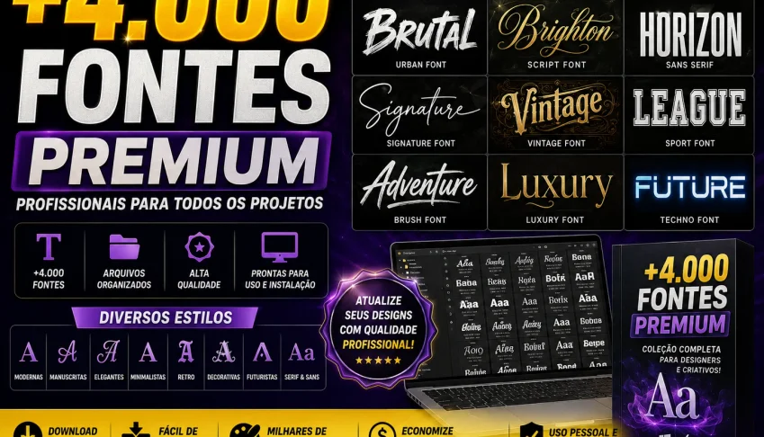 🔥 +4.000 Fontes Premium Profissionais 🔥