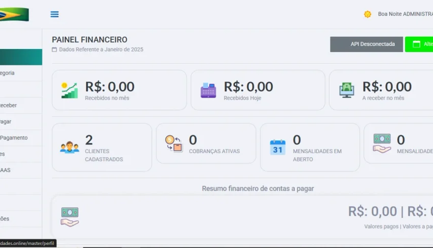 Painel Saas Gestão de Cobranca de Clientes Automatizado
