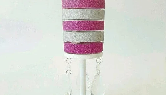 Castiçal Listras - Prata e Rosa - P