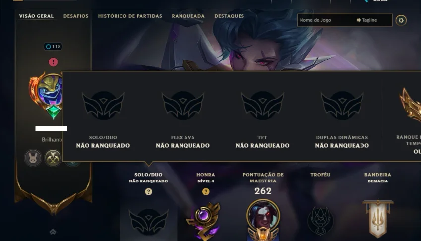 Unranked com 100 Champs e 56 Skins ( ADC / MID / JG )