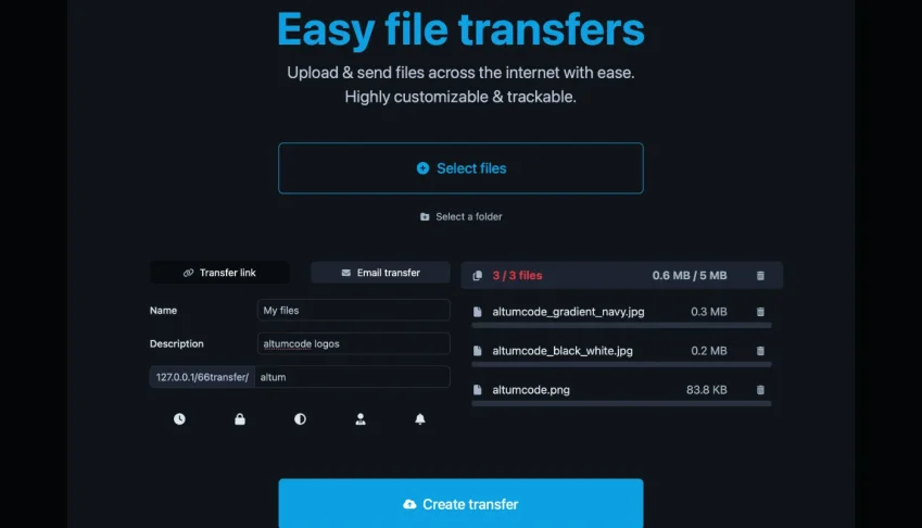 66transfer Saas - transferência de arquivos auto-hospedado