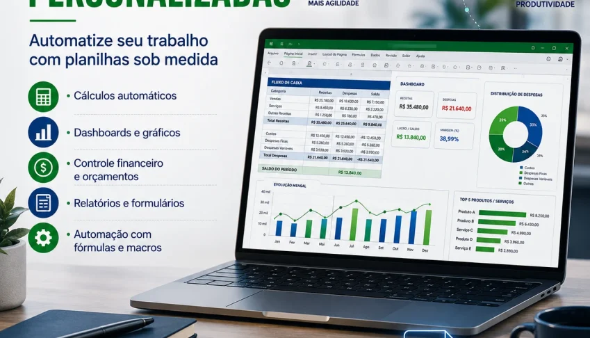 Faço Planilhas Personalizadas para automatizar seu trabalho
