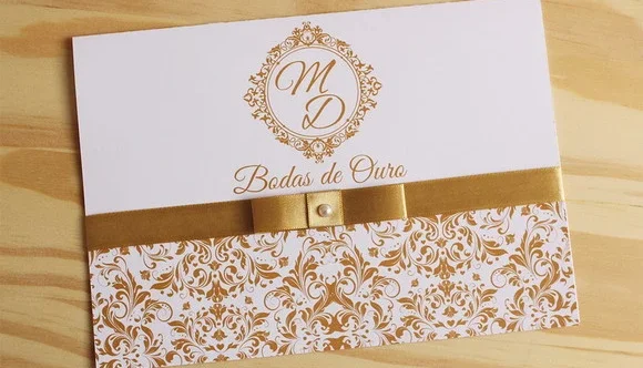 Convite de Bodas de Ouro Dourado