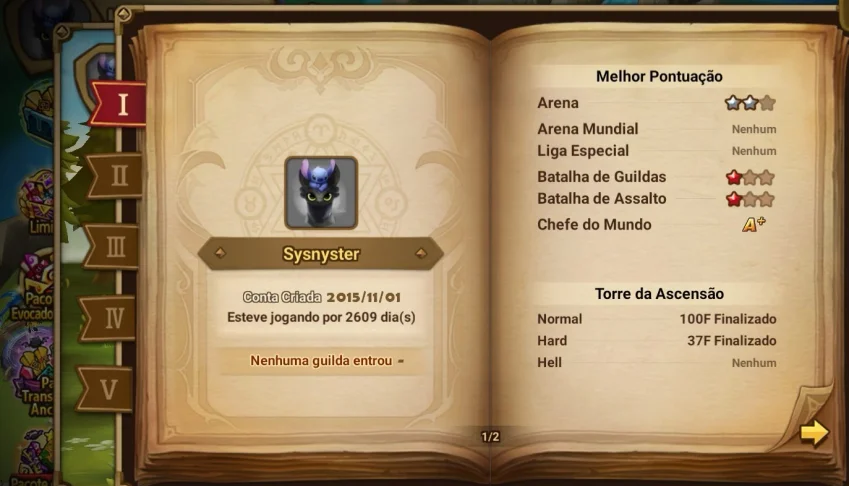 Conta summoners war (servidor Japonês) muitos anos parado
