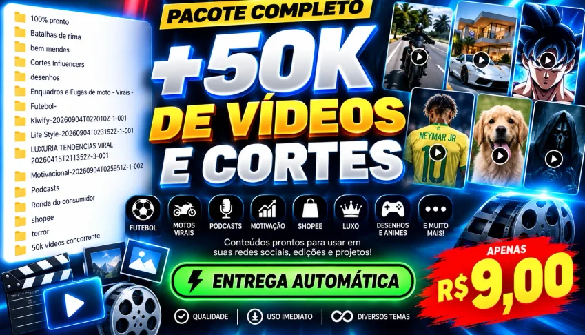 🔥 Pack De + 50K De Vídeos Virais + Diversos Temas | Conteúd