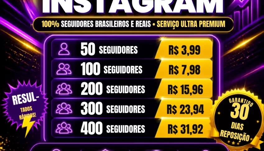 50 Seguidores Brasileiros 100% Reais por Apenas R$3,99