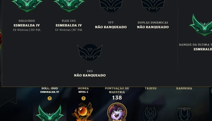 Conta Esmeralda 4 League of legends
