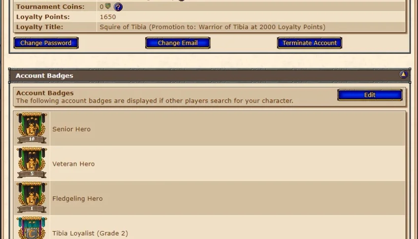 Conta Tibia 20% Loyalty Points