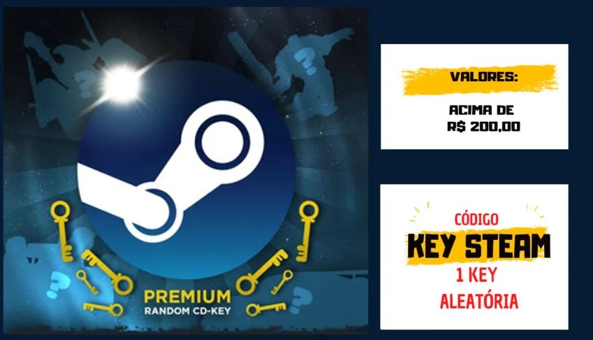 Steam Key Aleatória / Jogo Maior Que R$200,00