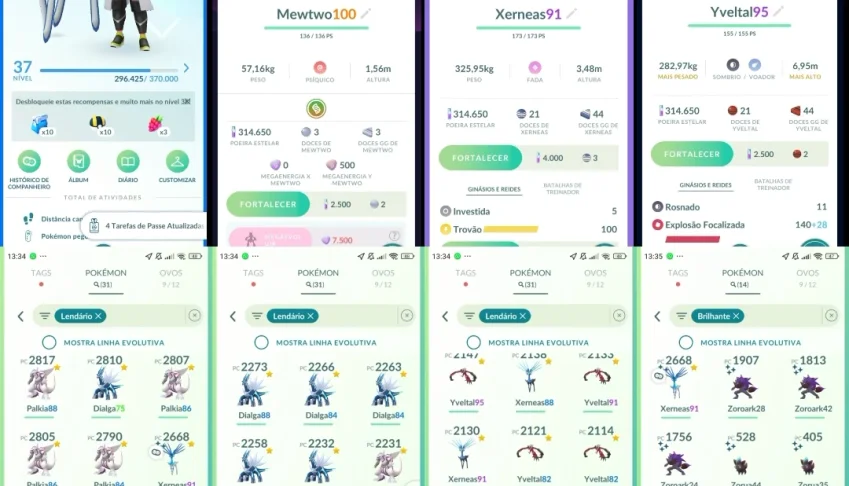 Pokémon Go LVL 37 | Mewtwo 100% BG | 31 Lendários |
