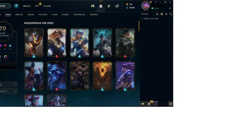 VENDO CONTA MAIN LOL PLATINA 2