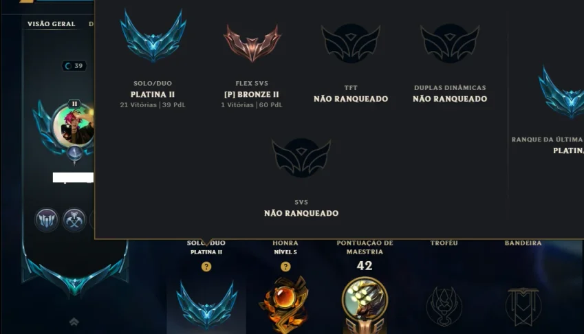 Platina 2 com 50 Champs e 47 Skins ( JG / ADC )