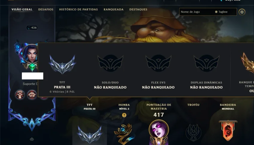 Unranked com TODOS os Champs e 228 Skins ( MONO SUP )