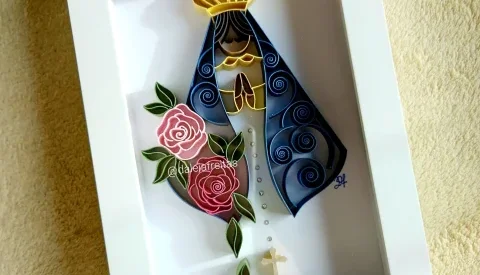 Nossa Senhora Aparecida com Rosas 13 x 18 cm