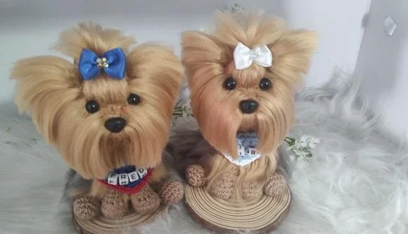 Casal Mini Pet Yorkshire - Amigurumi de Crochê