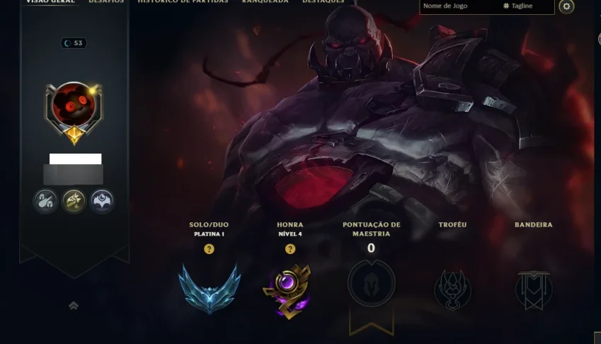 Conta de Lol | Platina 1 | 8 skins | 1 skin +2 ativar | 100+