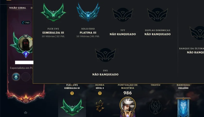 Platina 3 com TODOS os Champs e 322 Skins ( JG / TOP / ADC )