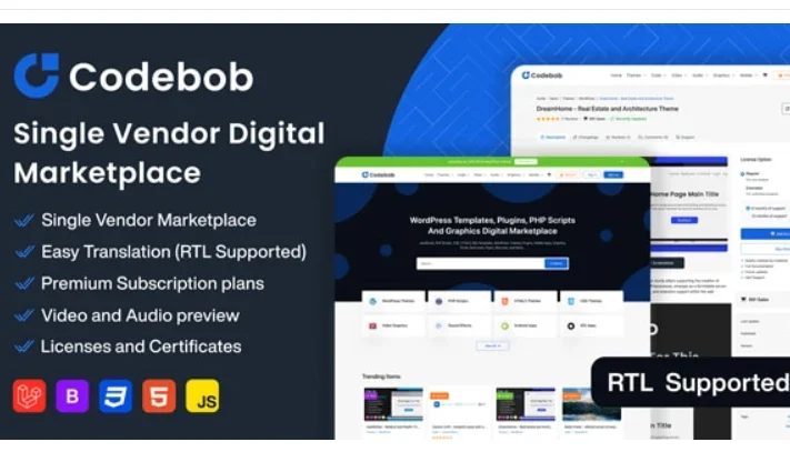 Codebob + complementos – Single-Vendor Digital Marketplace