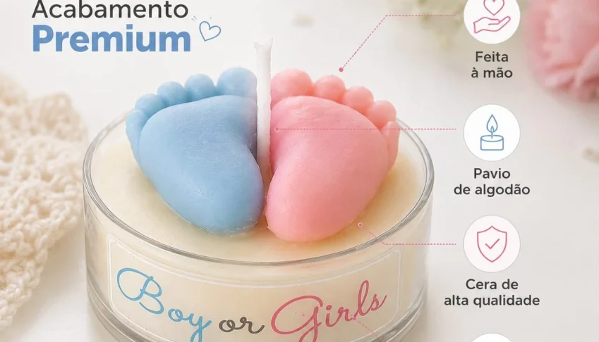 Lembrancinha chá revelação vela perfumada