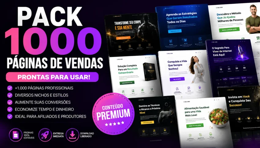 pack com 1k de paginas de vendas 🚀🚀🚀