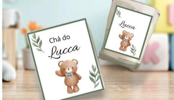 Vela Aromática Personalizada Chá de Bebê 70g