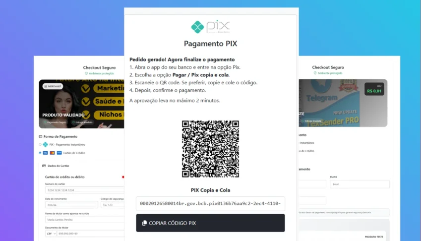 Script Checkout Pix e cartão Produtos Digital