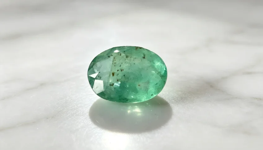 Esmeralda pedra preciosa natural oval.