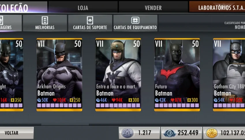 Conta Injustice 1 Mobile Quase Todos os Personagens
