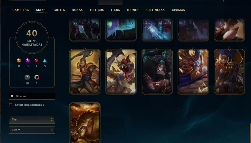 Conta League of Legends Platina 2/Todos champions/40 skins