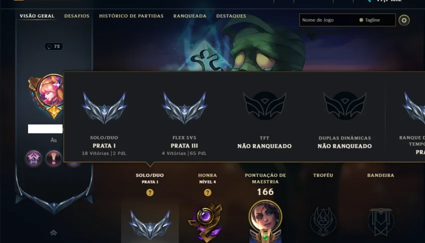 Prata 1 com 85 Champs e 24 Skins