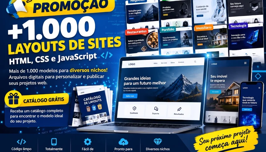 🔥 +1.000 Sites HTML/CSS/JS + Catálogo e Hospedagem Grátis!