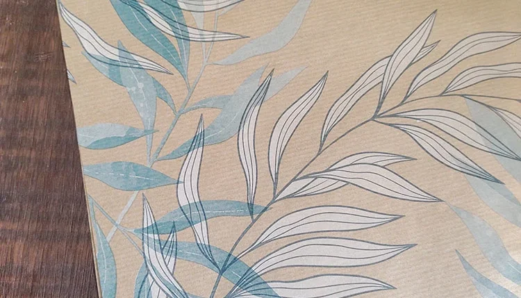 Papel Kraft Estillo Folhas (59x59cm) - pacote com 50 folhas
