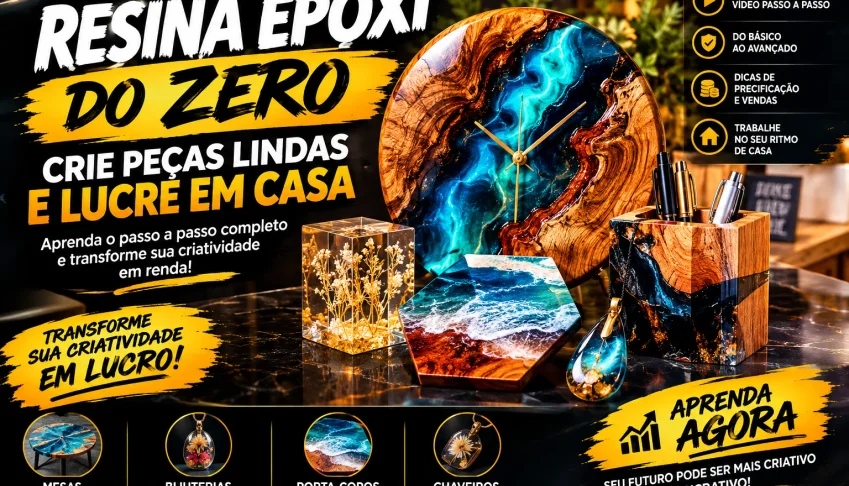 Resina Epóxi do Zero: Crie Peças Lindas e Lucre em Casa