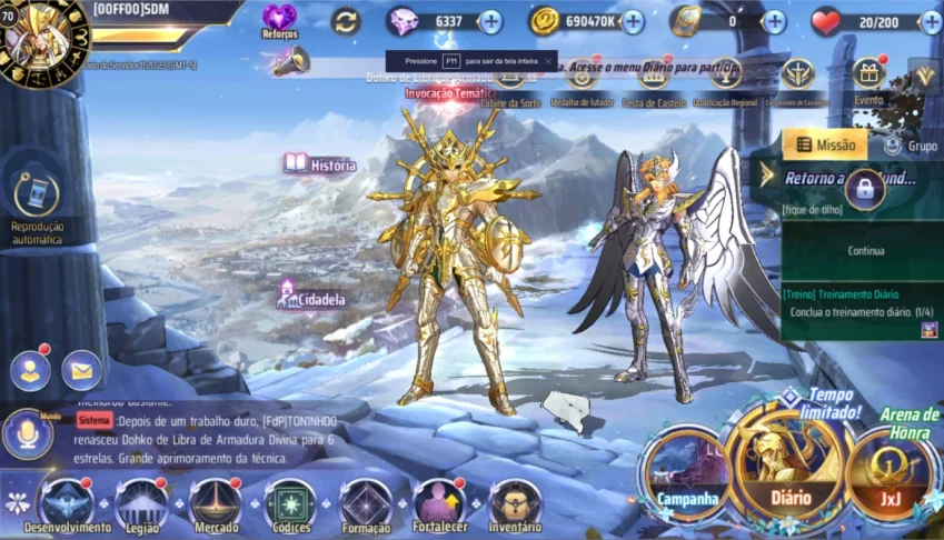 Conta EndGame SAINT SEIYA AWAKENING A68 LV 70 (Gato full)