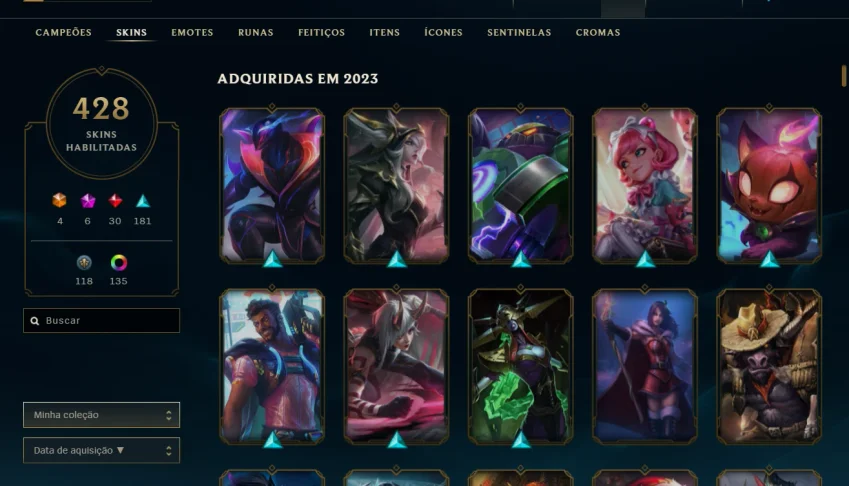 Conta de lol 2015, 428 skin, 137 chromas, ex mestre.