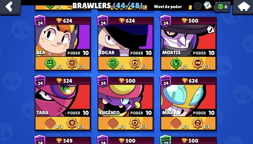 Conta brawl stars 44 brawlers quase tudo full