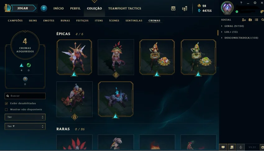 Conta Diamante MMR alto 72 skins, level 221, todos os champs