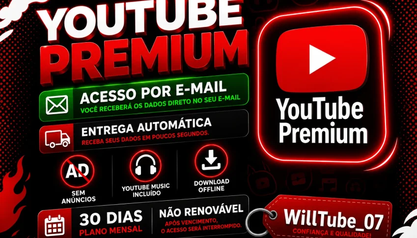 Youtube Premium | No seu E-mail [30 Dias]