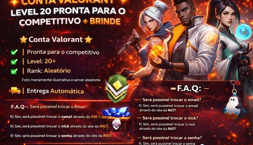 CONTA VALORANT LEVEL 20 PRONTA PARA O COMPETITIVO + BRINDE