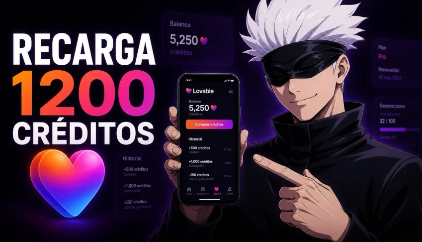 Lovable - 1200 Créditos Recarga + Pro 12 Meses
