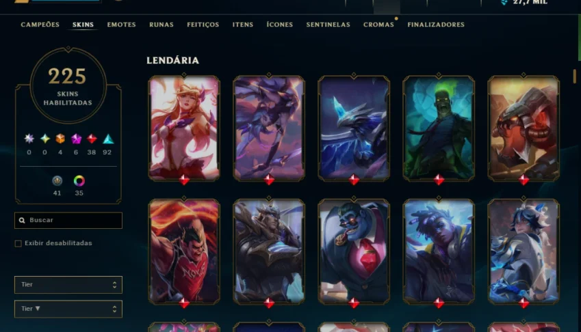 Conta league of legends 225 SKINS LVL 222