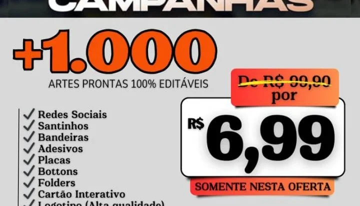 Pack Campanhas +1.000 Artes Prontas | 100% Editáveis