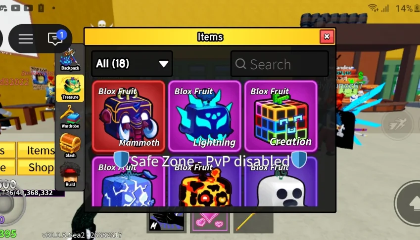 ⚡ Conta Blox Fruits Lvl 1500+ | Rumble E Mammoth No Inventár