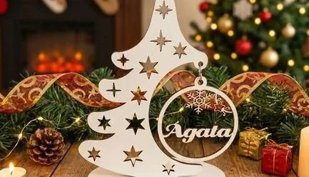 Mini Árvore de Natal com Nome em MDF - Atacado