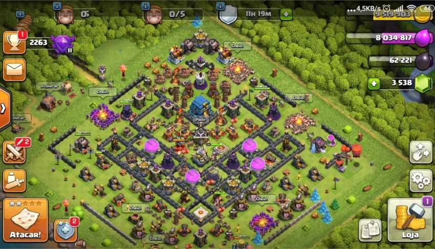 BASE PRINCIPAL CV 12, VILA DO CONSTRUTOR CV 8 + 3600 GEMAS