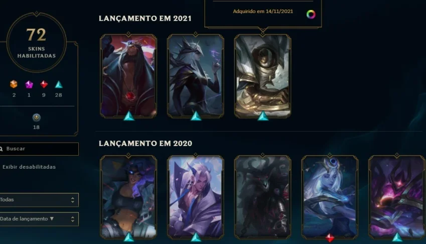 CONTA LOL 2013, MUITAS SKINS.