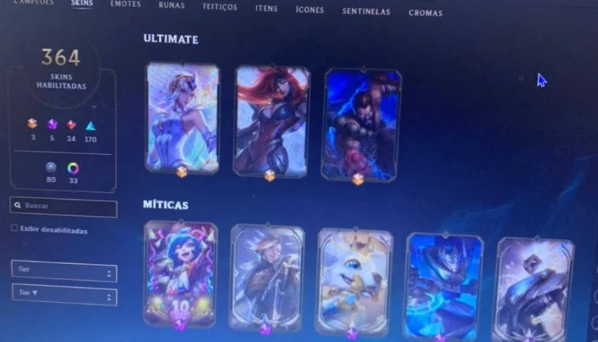Conta Bronze 1, com 363 skins, Full Champions