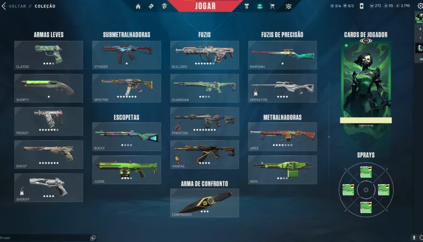 Conta Valorant Com 8 Facas E 135 Skins