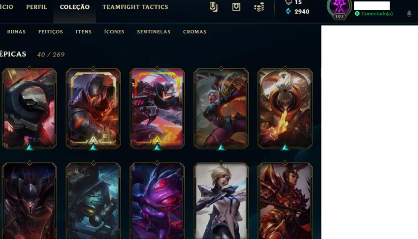 Conta lol ouro 4 272 skins e all champs RARA