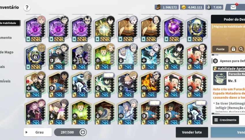 Conta end game, todos os melhores personagens.